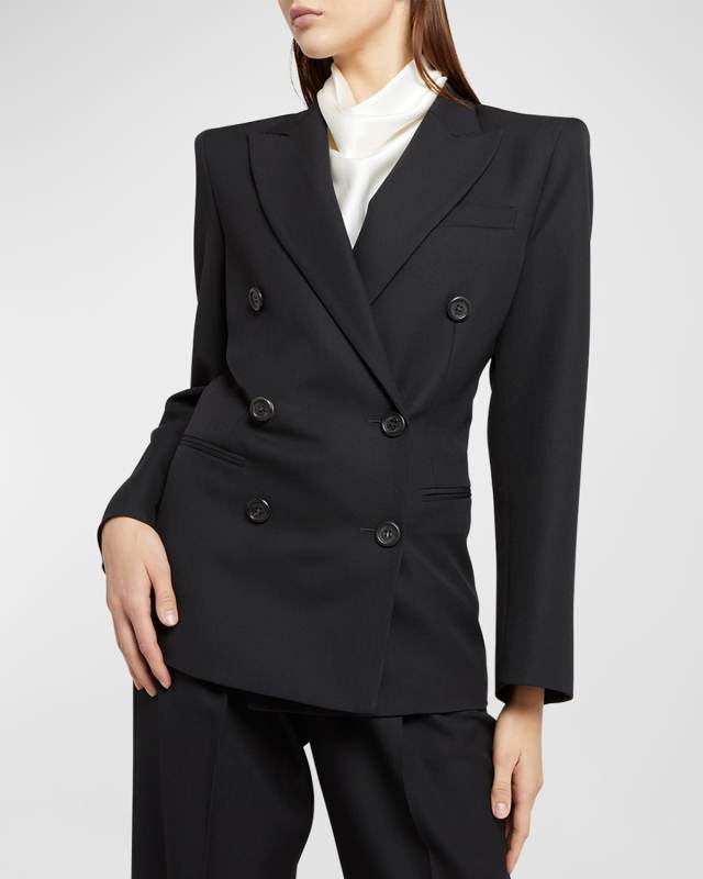 Myra Tailored Wool Button-Front Blazer
